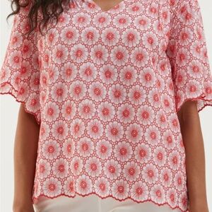 Rafaella-Ella Daisy Embroidered Blouse 2X NWT in Hibiscus